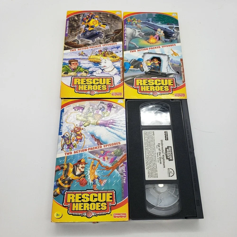 4 Fisher‎ Price Rescue Heroes Children's, 8 episodes (VHS, 2001) Tested Great